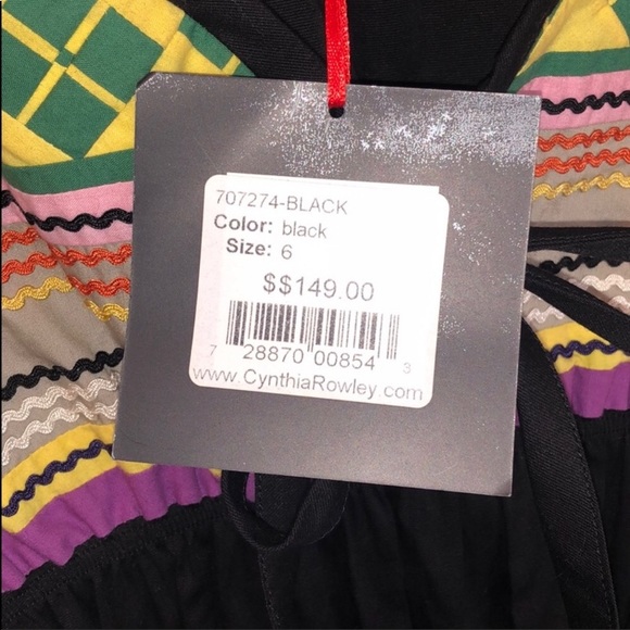 Cynthia Rowley Black Top With Multi Colors - Picture 5 of 8